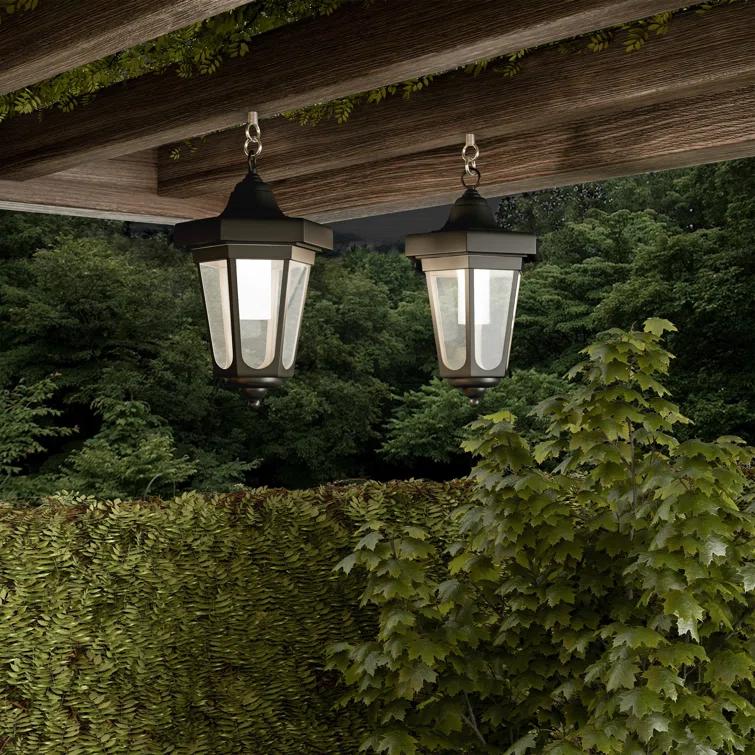 Pure Garden 2-pieces Waterproof LED Solar Lanterns with Shepherd Hooks (Set of 2)