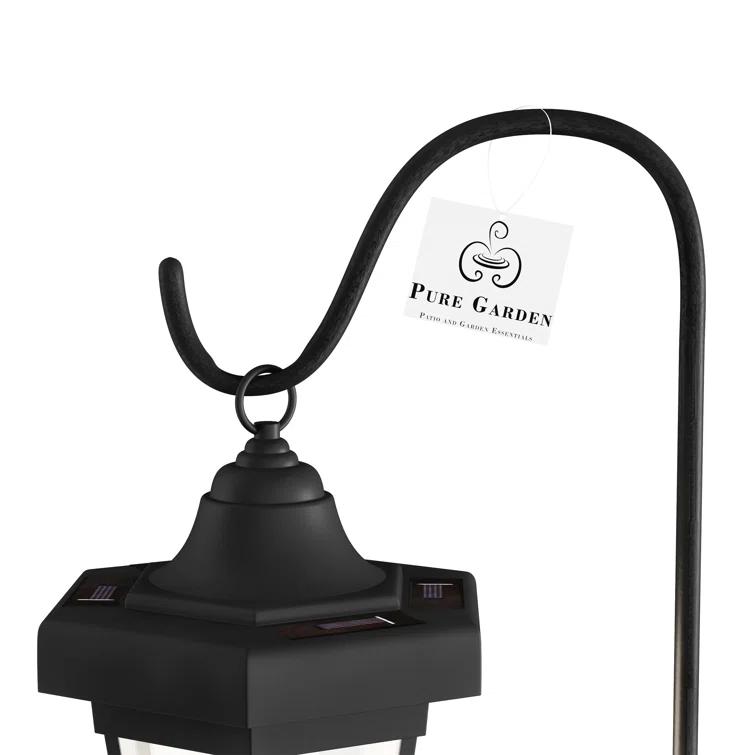 Pure Garden 2-pieces Waterproof LED Solar Lanterns with Shepherd Hooks (Set of 2)