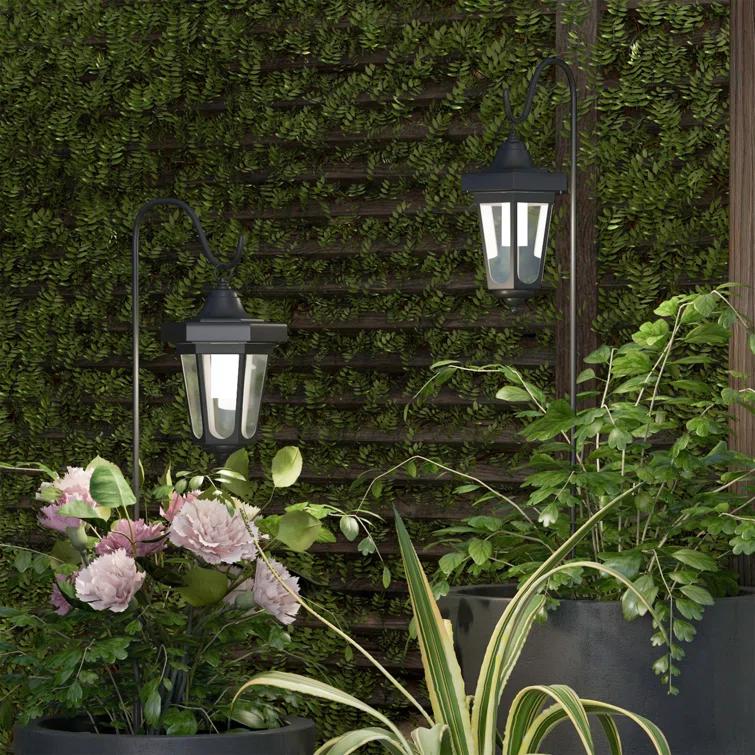 Pure Garden 2-pieces Waterproof LED Solar Lanterns with Shepherd Hooks (Set of 2)