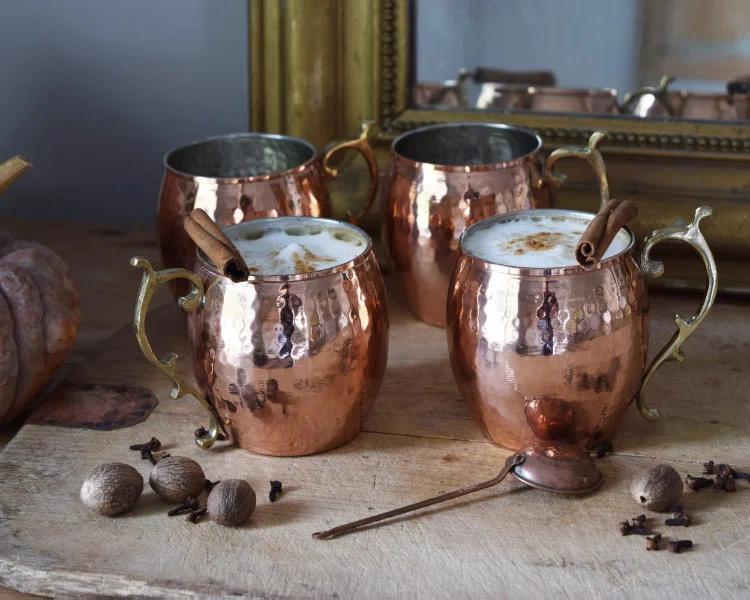 Maithil Art Handcrafted Hammered Moscow Mule Solid Copper Mug / Cup, 16 Ounce, Set of 4
