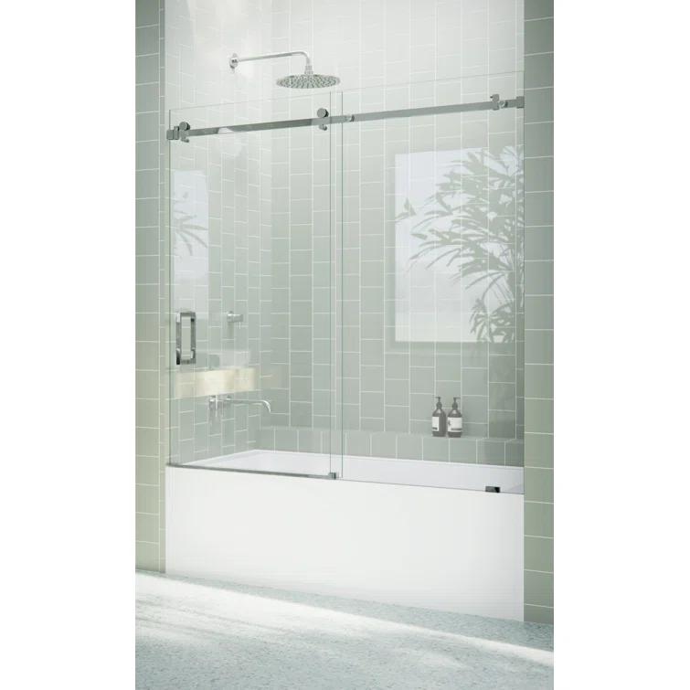 Astro 56 in. - 60 in. x 60 in. Frameless Sliding Bathtub Door