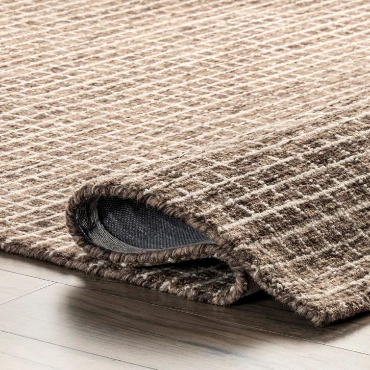 Katasha Checked Wool Brown Area Rug