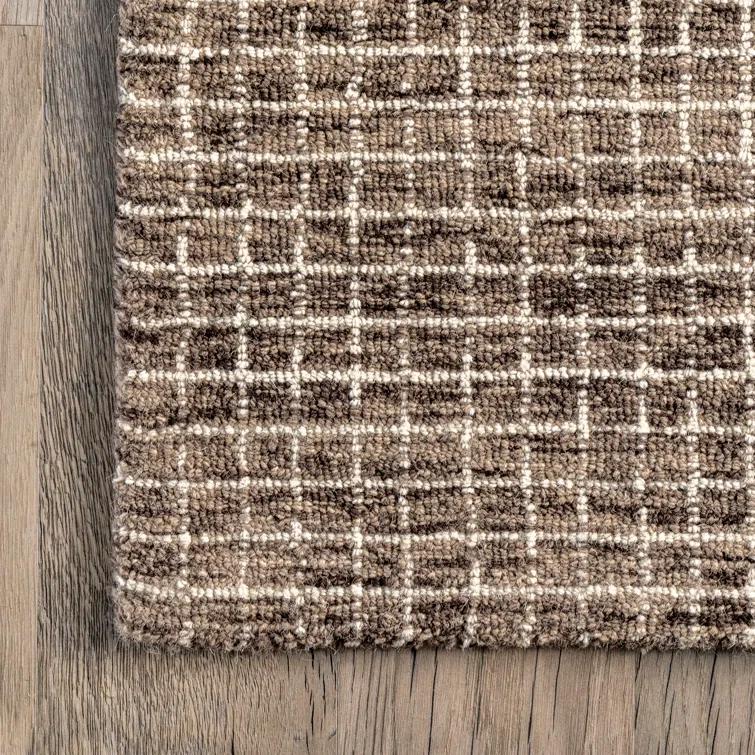 Katasha Checked Wool Brown Area Rug