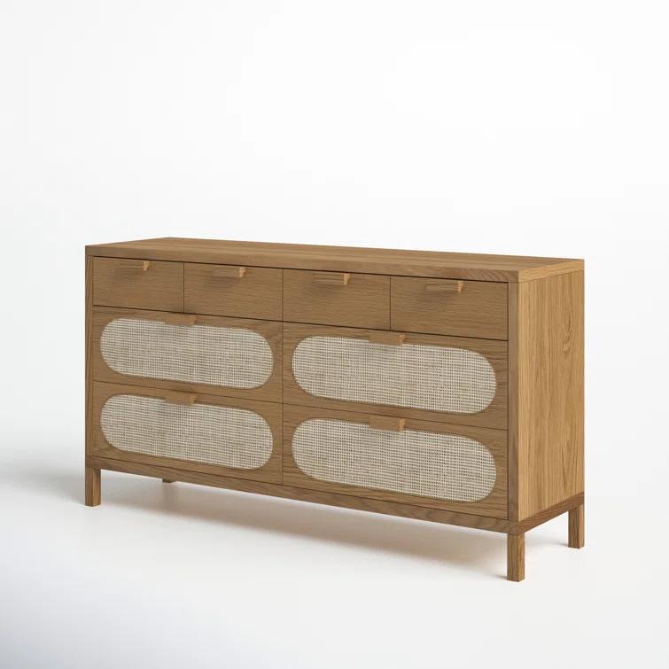Alder Cane Paned 8-Drawer Dresser