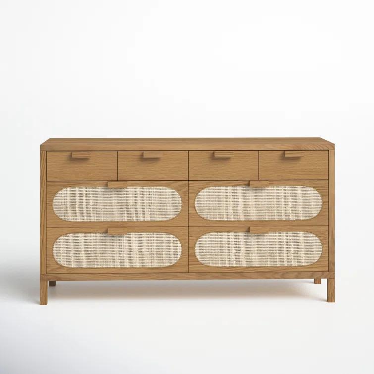 Alder Cane Paned 8-Drawer Dresser