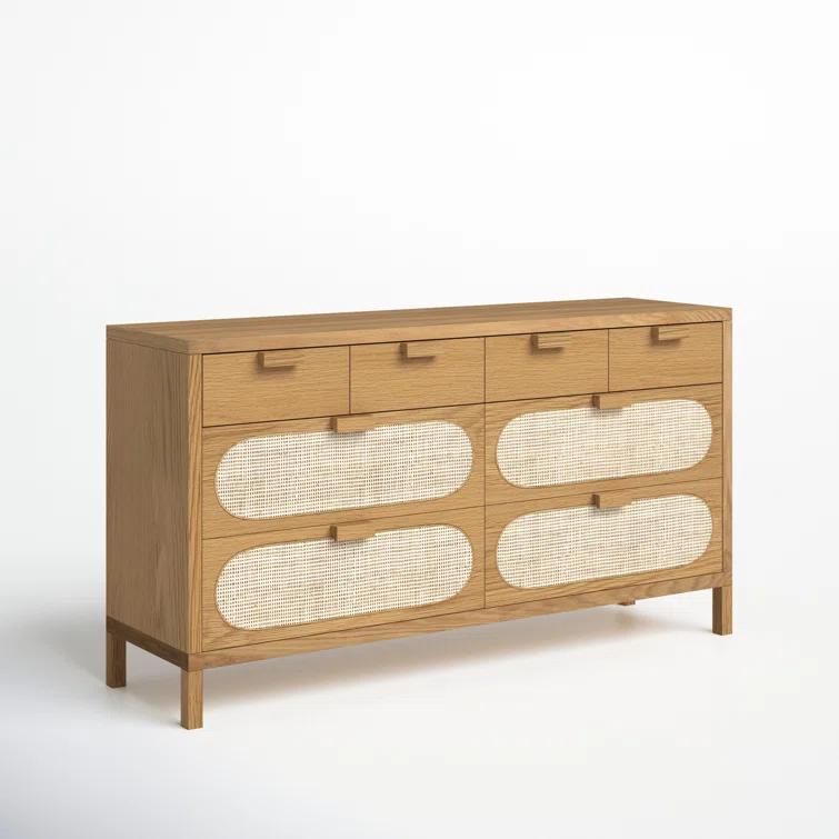 Alder Cane Paned 8-Drawer Dresser