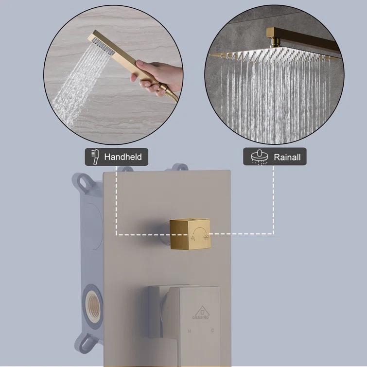 CASAINC Pressure-Balanced (Temperature And Volume) All-In-One Kit with Rough in-Valve M6066-A-10-BG