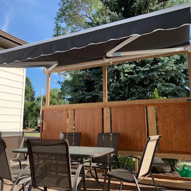 ALEKO Motorized Retractable Outdoor Awning with White Frame