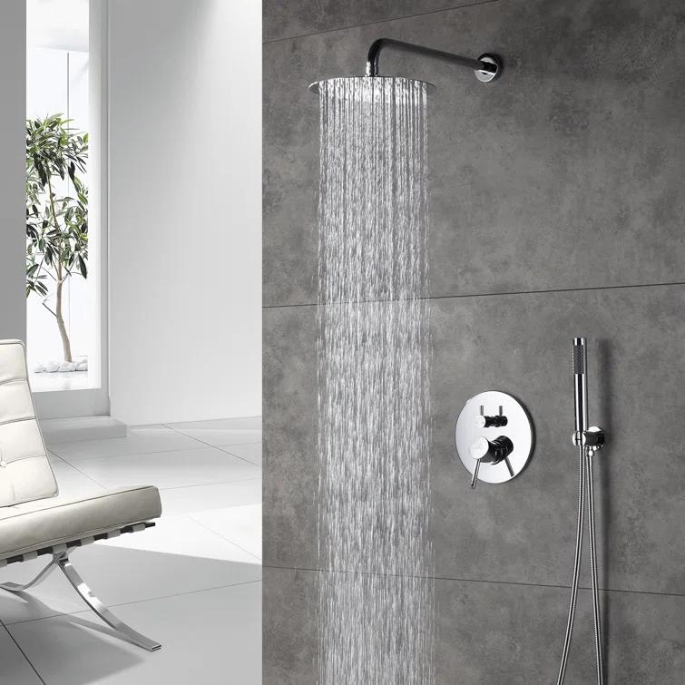 Pressure-Balanced Complete Shower System with 10-Inch Rain Shower Head, Handheld, Rough-in Valve