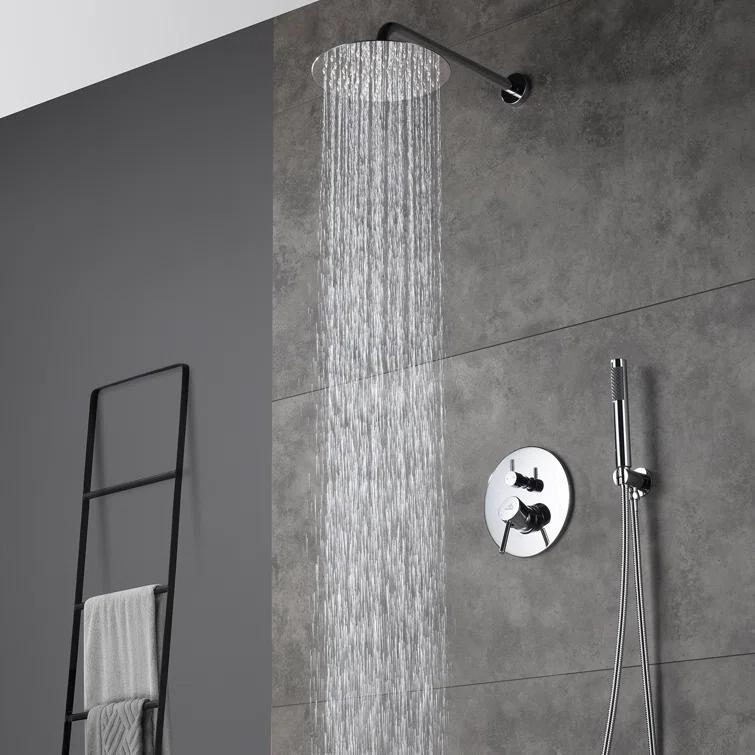 Pressure-Balanced Complete Shower System with 10-Inch Rain Shower Head, Handheld, Rough-in Valve