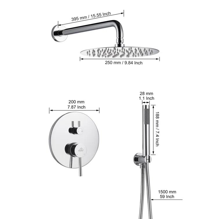 Pressure-Balanced Complete Shower System with 10-Inch Rain Shower Head, Handheld, Rough-in Valve