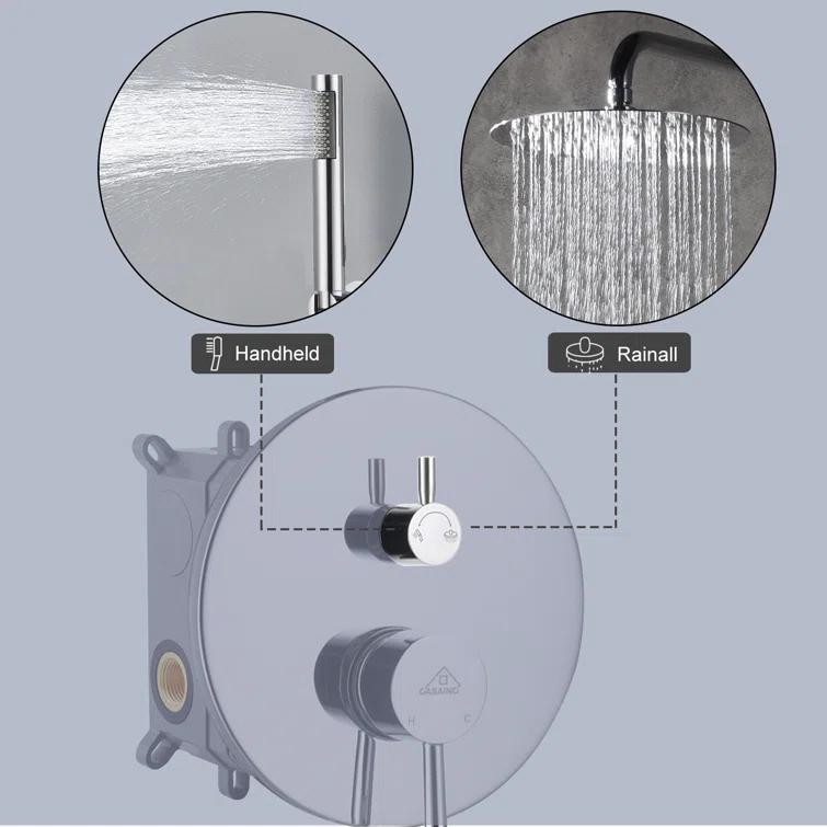 Pressure-Balanced Complete Shower System with 10-Inch Rain Shower Head, Handheld, Rough-in Valve