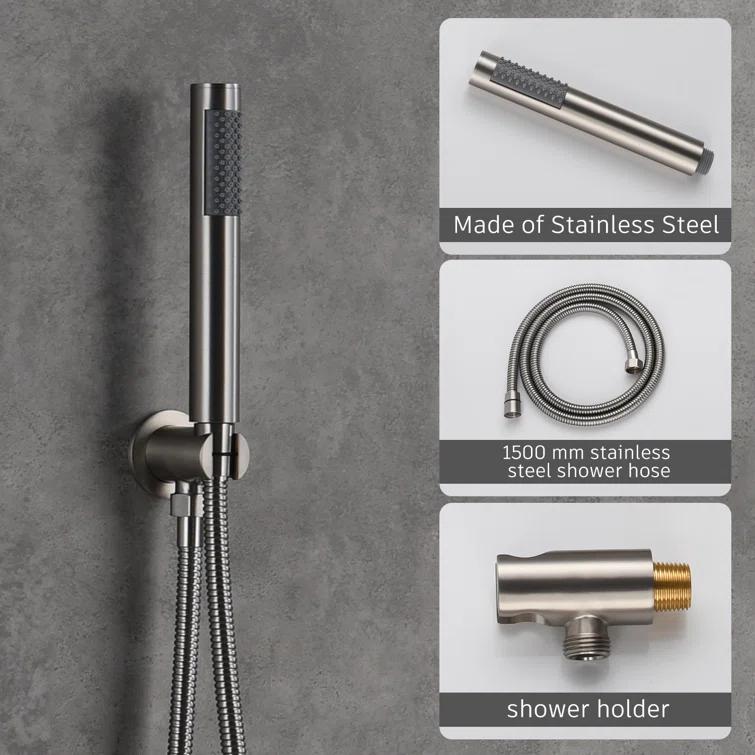 Pressure-Balanced Complete Shower System with 10-Inch Rain Shower Head, Handheld, Rough-in Valve