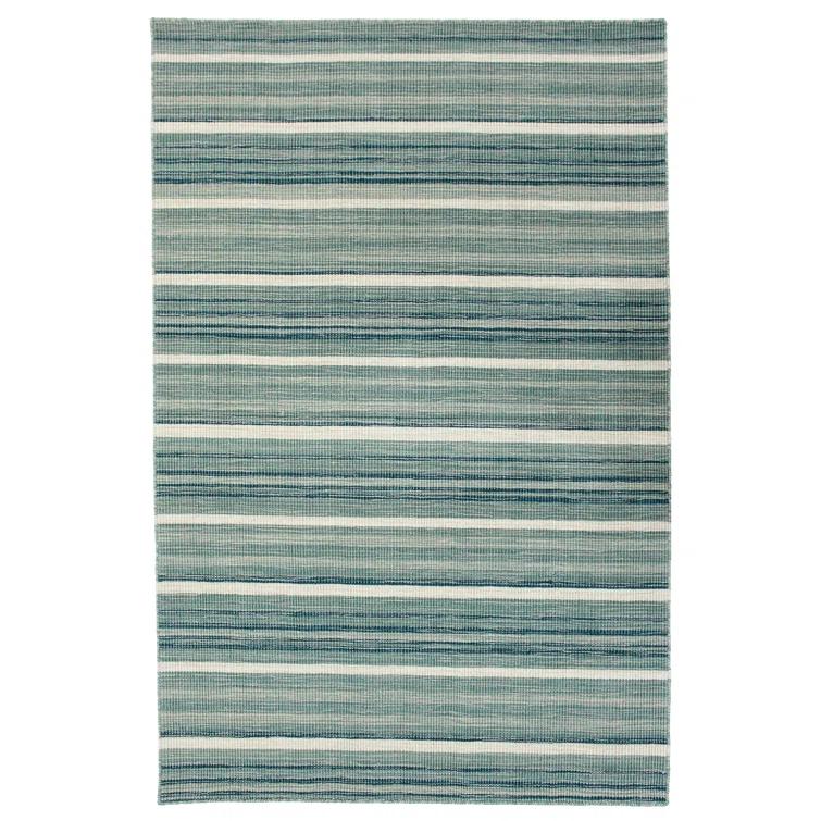 Satsuma Striped Handmade Hand-Loomed Wool Aqua Area Rug