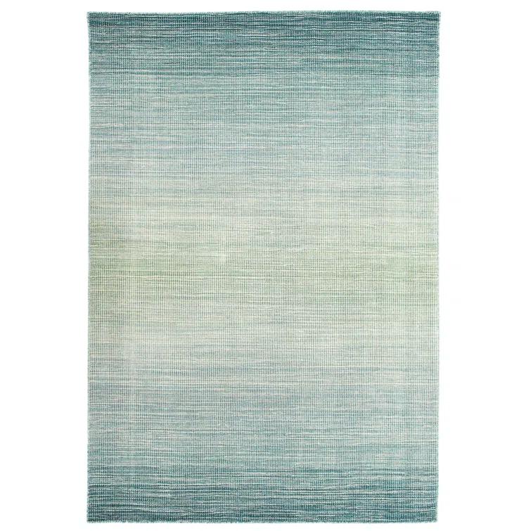 Myhre Ombre Handmade Hand-Loomed Wool Aqua Area Rug