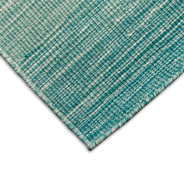Myhre Ombre Handmade Hand-Loomed Wool Aqua Area Rug