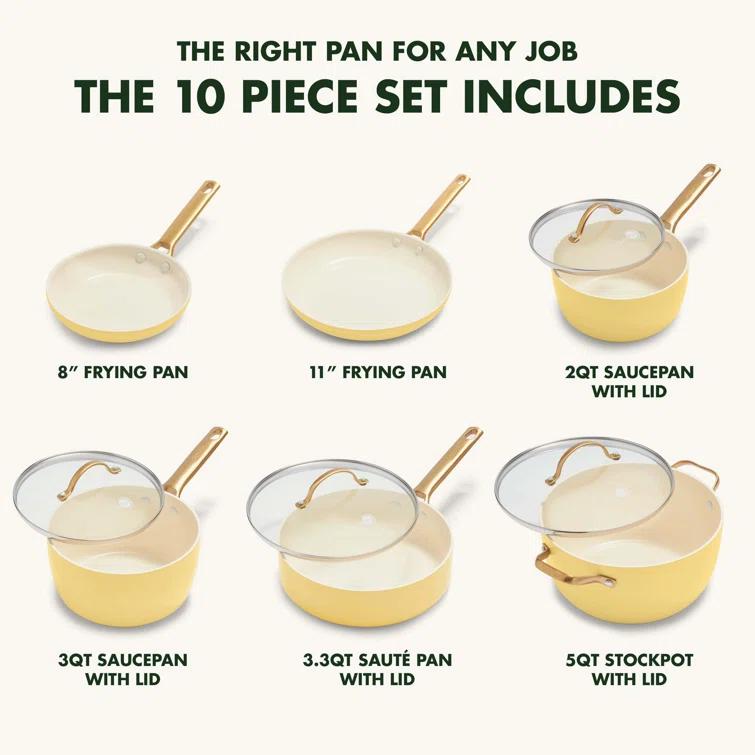 GreenPan Reserve Hard Anodized Healthy Ceramic Nonstick 10 Piece Cookware Set