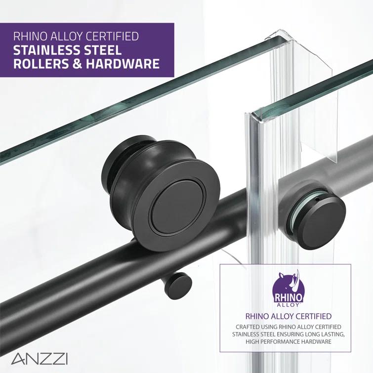 ANZZI SD-AZ13-01MB Madam Series 48" W x 76" H Single Sliding Semi-Frameless Shower Door