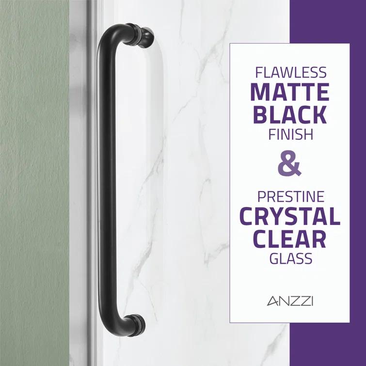 ANZZI SD-AZ13-01MB Madam Series 48" W x 76" H Single Sliding Semi-Frameless Shower Door