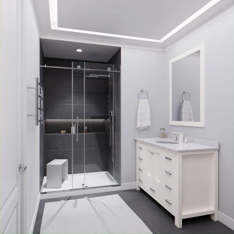 Madam Series 48" W x 76" H Single Sliding Semi-Frameless Shower Door