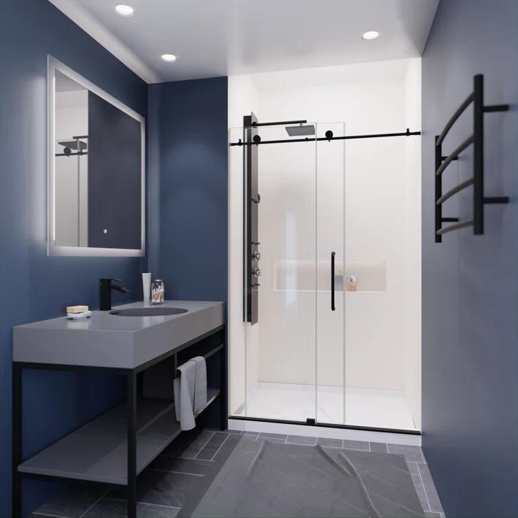 ANZZI SD-AZ13-01MB Madam Series 48" W x 76" H Single Sliding Semi-Frameless Shower Door