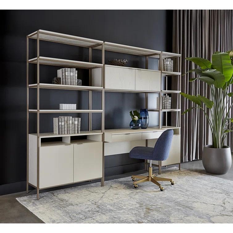 Champagne Gold and Cream Large Transitional Bookcase
