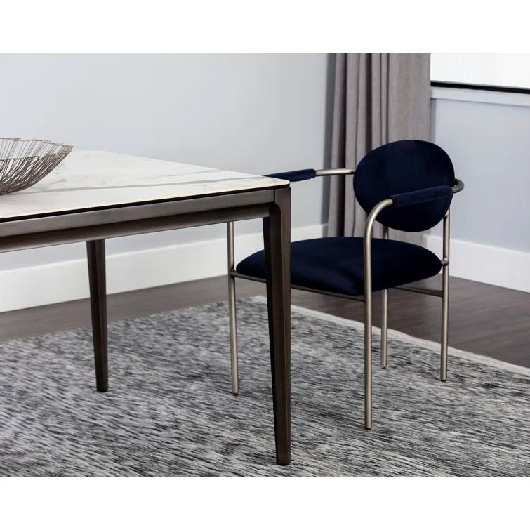 Zenn White Ceramic and Grey Rubberwood 78'' Mid-Century Modern Dining Table
