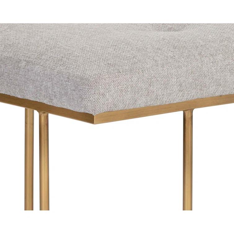 Maverick 55" Gray Upholstered Bench with Metal Legs
