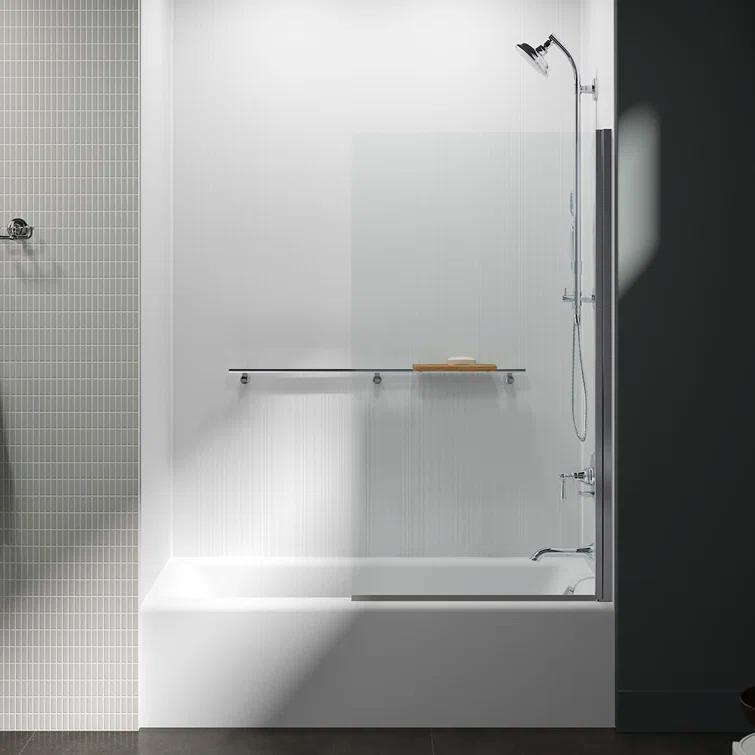 Aerie Bath Screen Thick Crystal Clear Glass and Square Corner