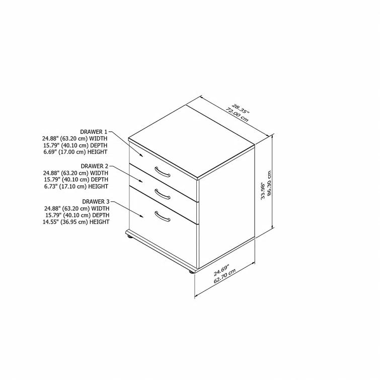 Universal Storage 28.35'' Wide 3 - Drawer Storage Cabinet