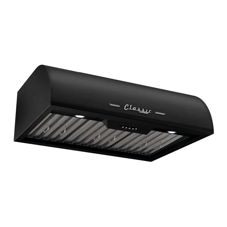 Classic Retro 24" 500 CFM Ducted Under Cabinet Range Hood with Stainless Steel Baffles and Light