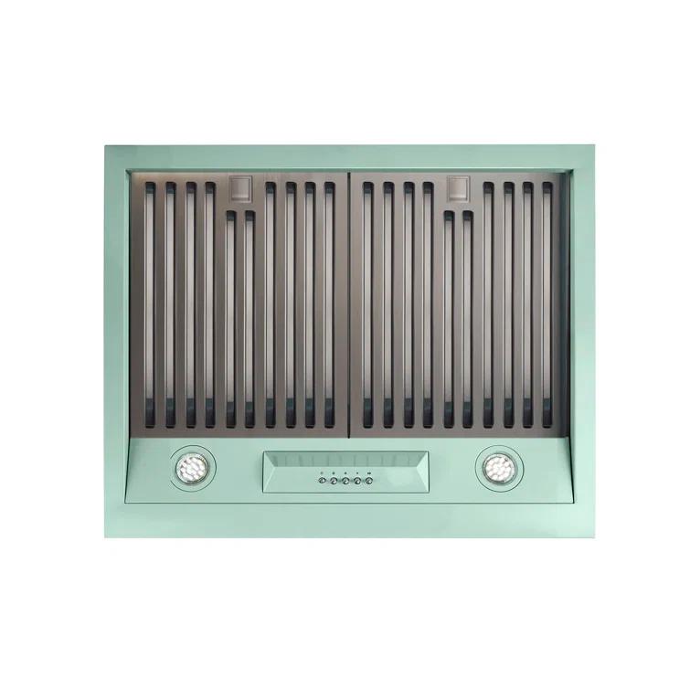 Classic Retro 24" 500 CFM Ducted Under Cabinet Range Hood with Stainless Steel Baffles and Light