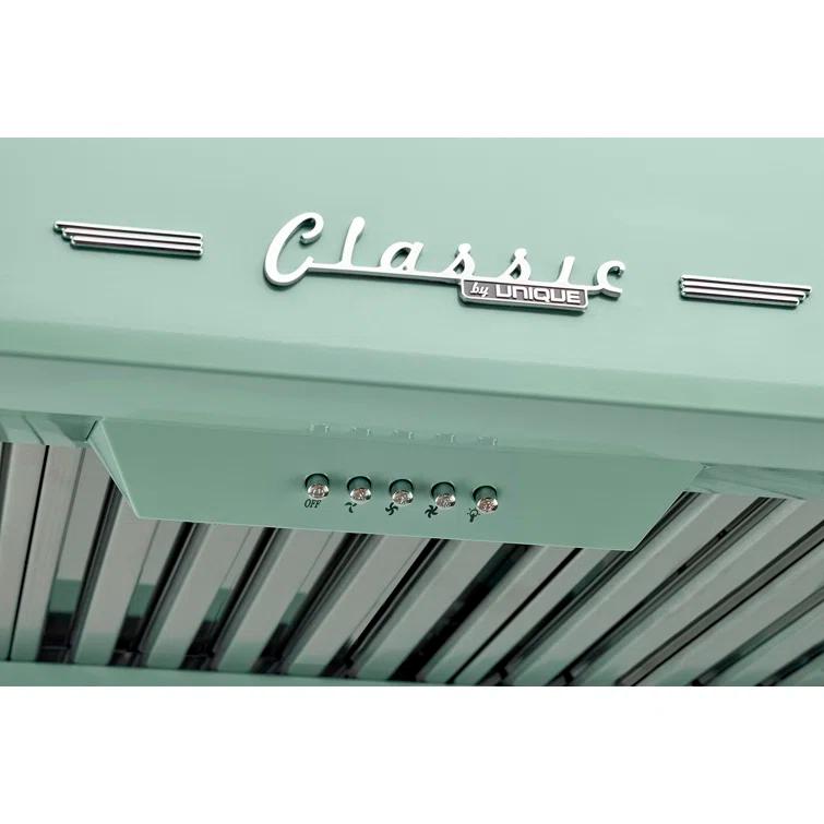 Classic Retro 24" 500 CFM Ducted Under Cabinet Range Hood with Stainless Steel Baffles and Light