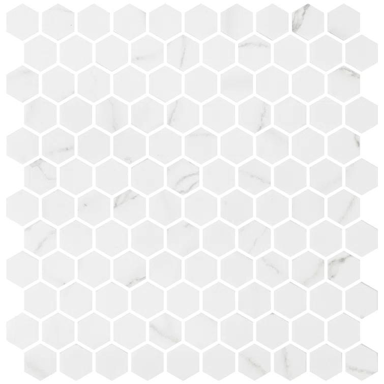 Trillions Hexagon Honeycomb Glass Mosaic Kitchen Backsplash, Bathroom, Shower, Pool, Wall and Floor Tile