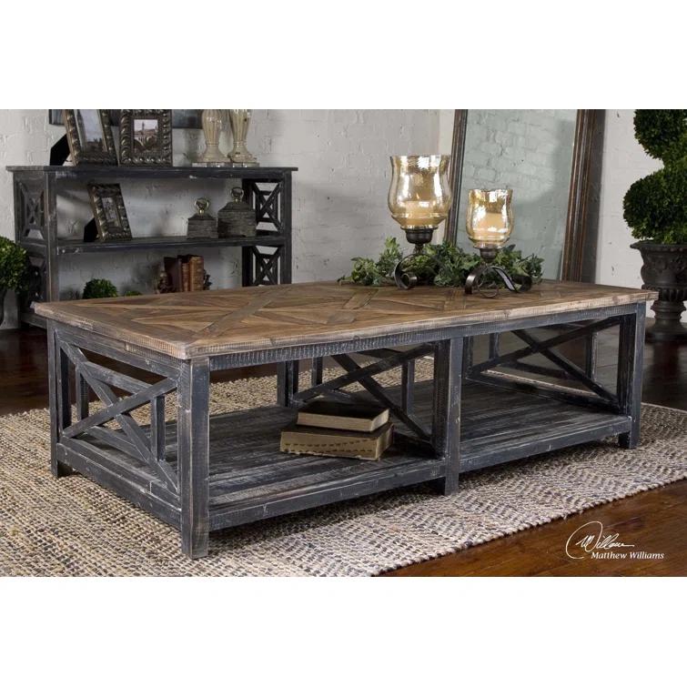 Uttermost Spiro Reclaimed Fir Wood Cocktail Table in Brushed Black