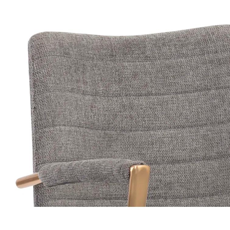 Belfast Koala Grey Upholstered Swivel Arm Chair with Gold Stainless Steel Legs