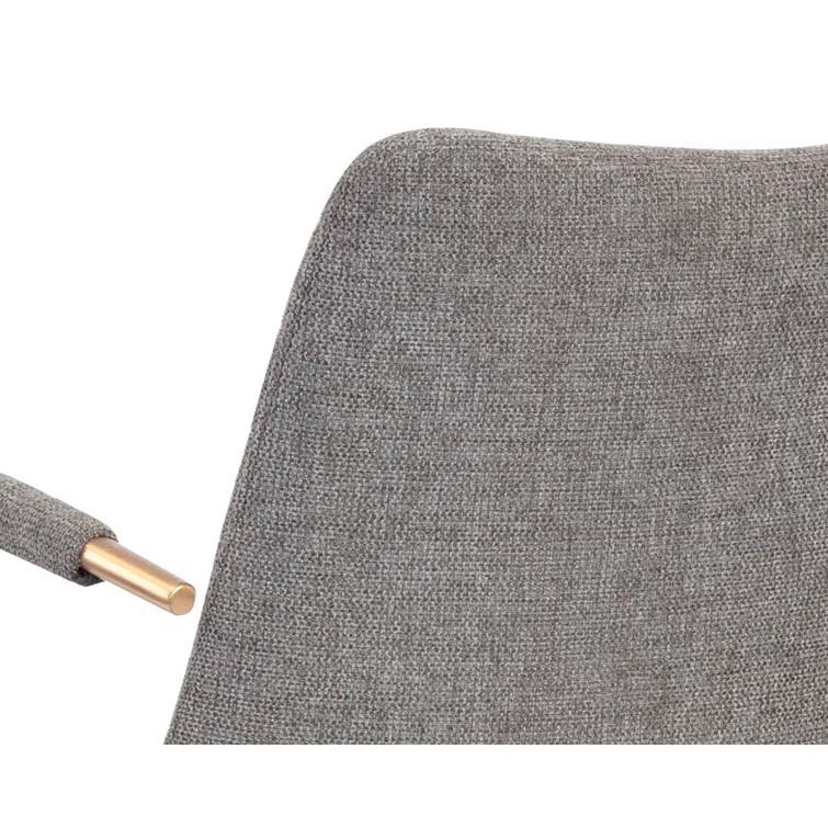 Belfast Koala Grey Upholstered Swivel Arm Chair with Gold Stainless Steel Legs