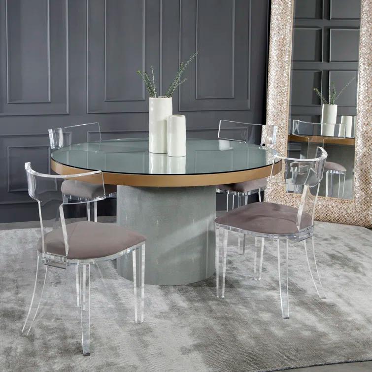 Tristan Velvet Upholstered Wingback Side Chair in Clear