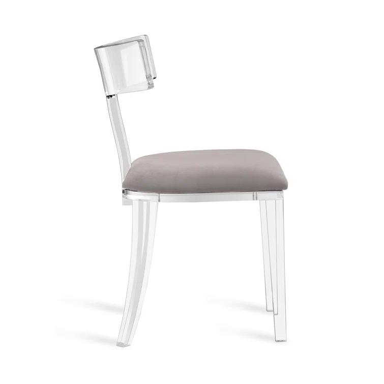 Tristan Velvet Upholstered Wingback Side Chair in Clear