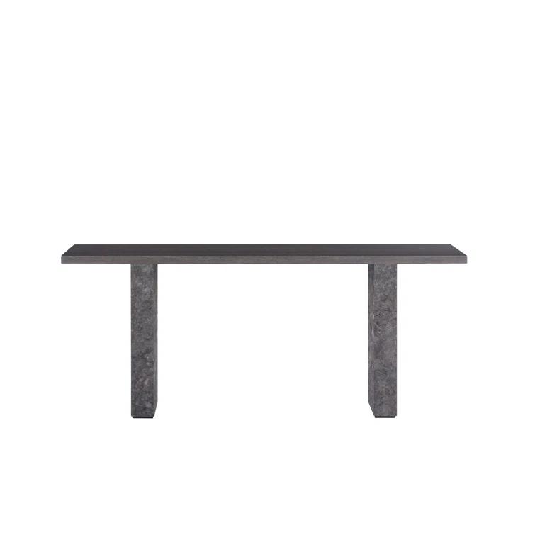 Gray Marble and Charcoal Oak Rectangular Console Table
