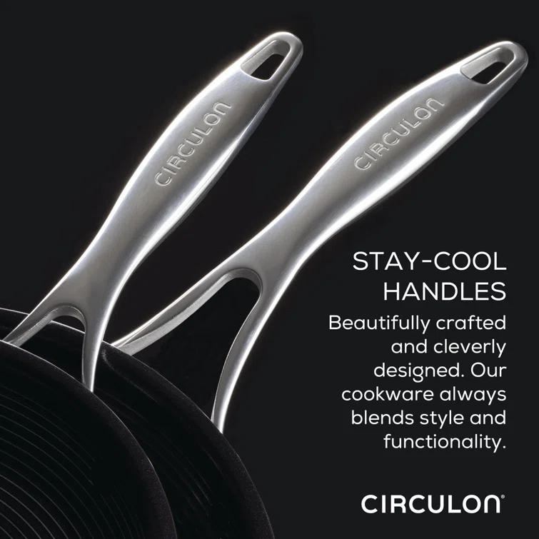 Circulon Clad Stainless Steel Frying Pans with Hybrid SteelShield, 2 Piece, Silver