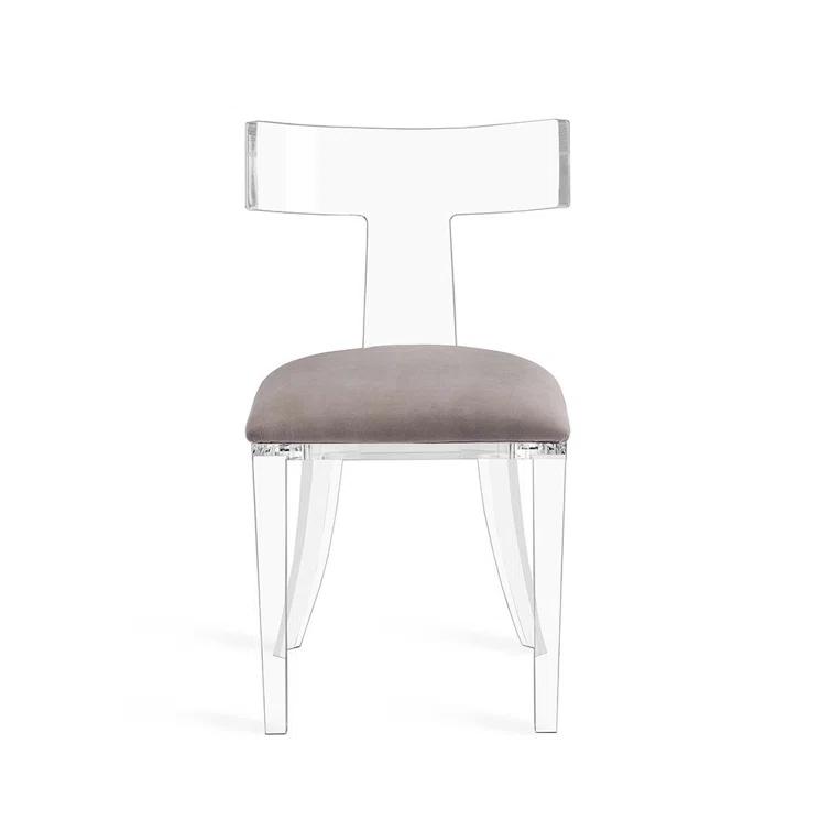 Tristan Velvet Upholstered Wingback Side Chair in Clear