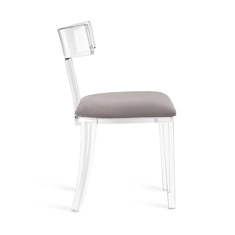Tristan Velvet Upholstered Wingback Side Chair in Clear