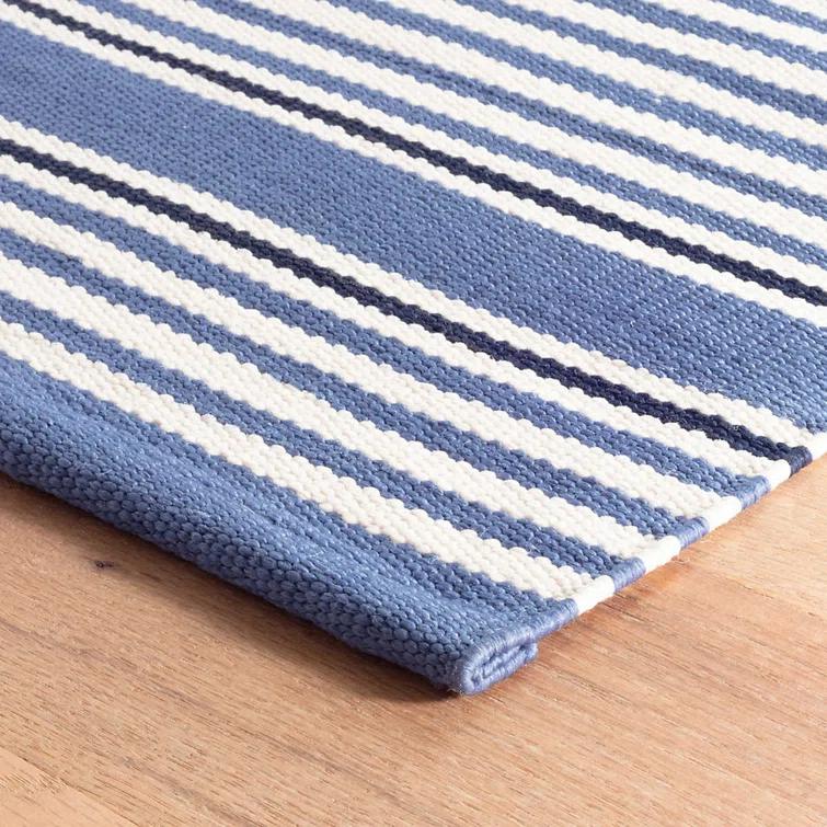 Rugby Stripe Denim Handwoven Indoor/Outdoor Rug