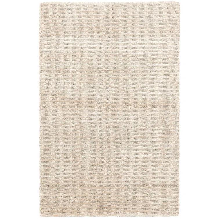 Cut Stripe Ivory Hand Knotted Viscose/Wool Rug