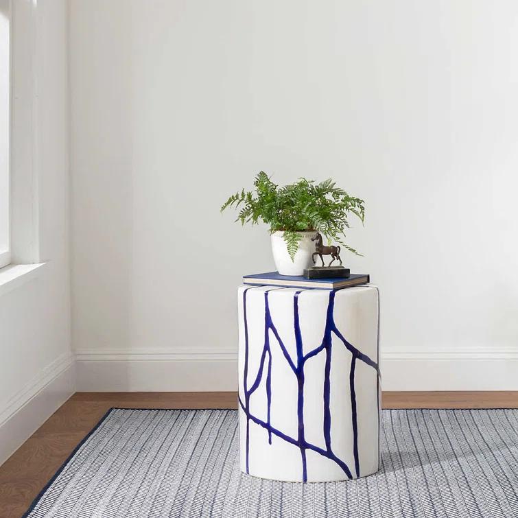 Herringbone Indigo/White Handwoven Indoor/Outdoor Rug