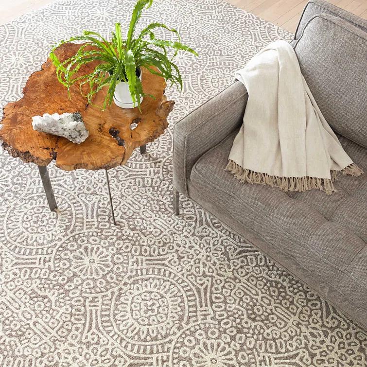 Temple Taupe Hand Micro Hooked Wool Rug