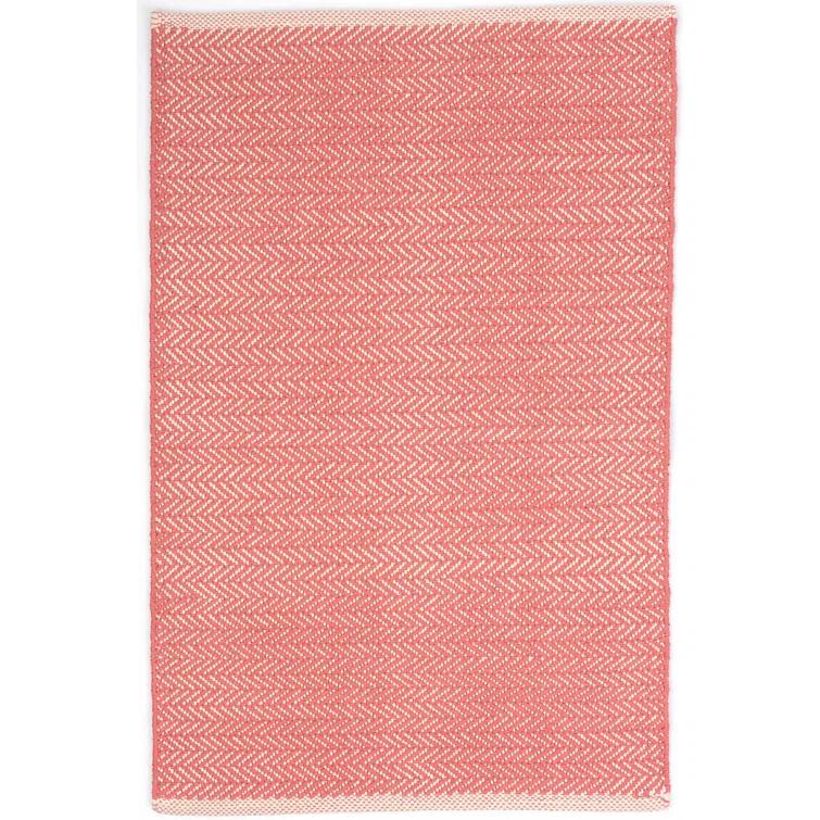 Herringbone Coral Handwoven Cotton Rug
