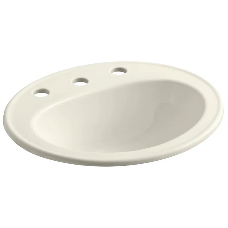 Pennington Ceramic Oval Drop-In Bathroom Sink with Overflow