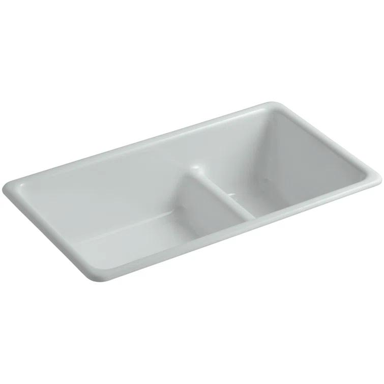 Iron Tones 33" L x 18.75" W Large/Medium Double-Bowl Kitchen Sink